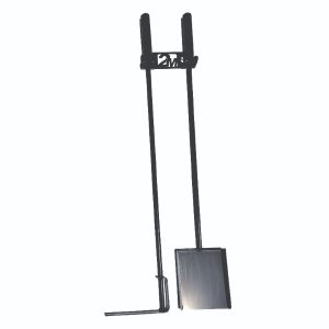 Juego de pala y atizador 80 cm mango metal con soporte