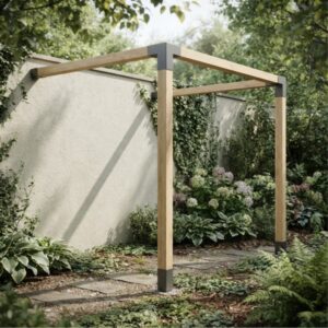 Kit de Herrajes para Pérgolas 1 Módulo Pared para maderas 3"