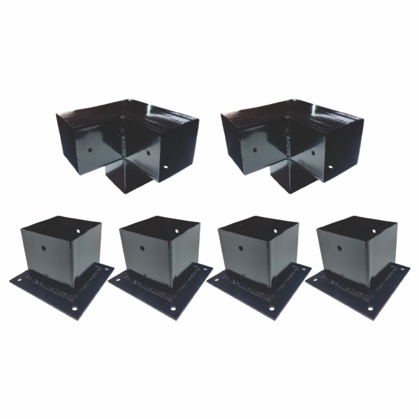 Kit de Herrajes para Pérgolas 1 Módulo Pared para maderas 4" - Imagen 2